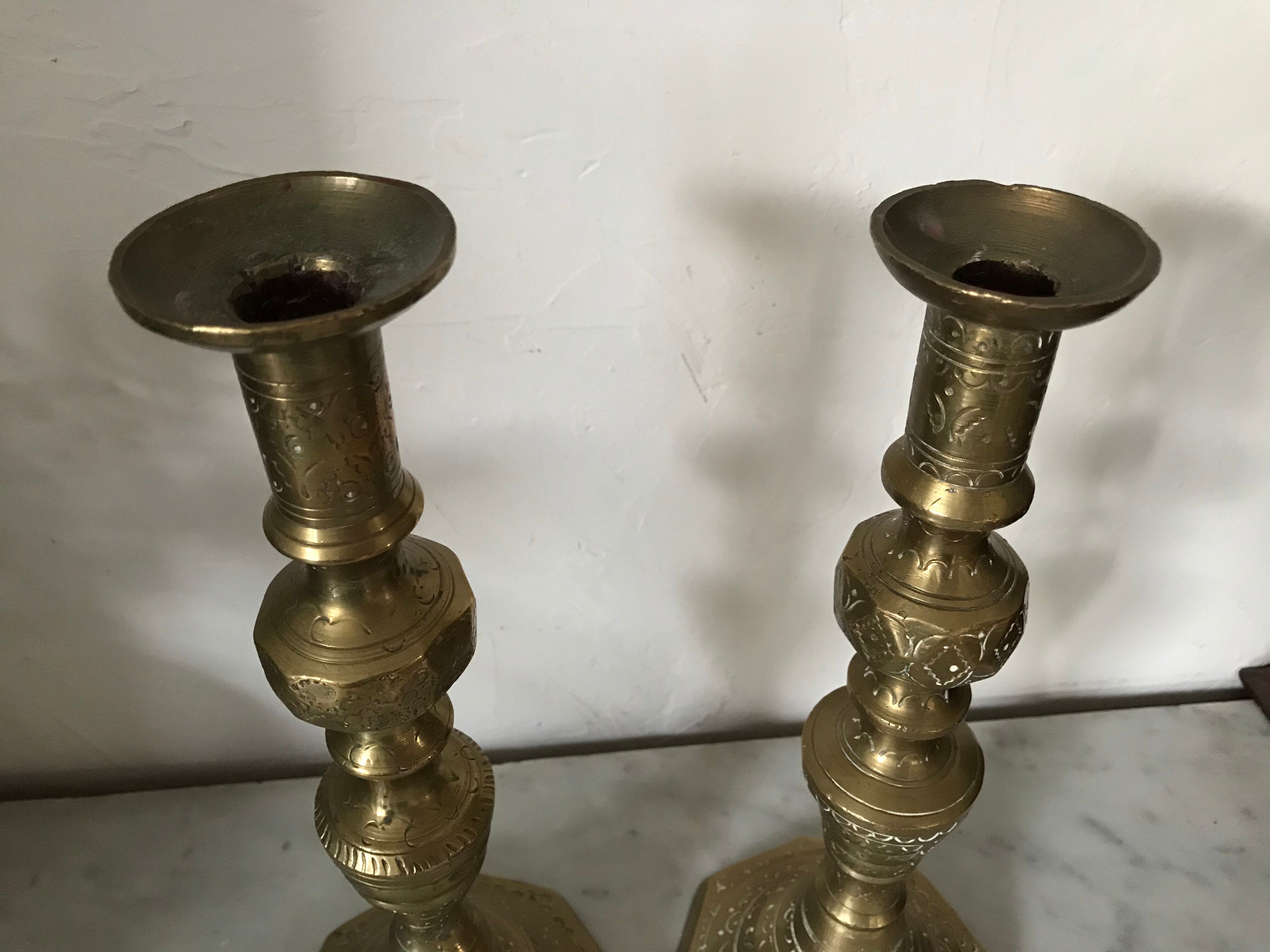 Pair of solid brass candlesticks