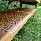 Table basse Hans Wegner (chêne et cannage)