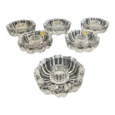 Série de 6 bougeoirs vintage en verre moulé Italy