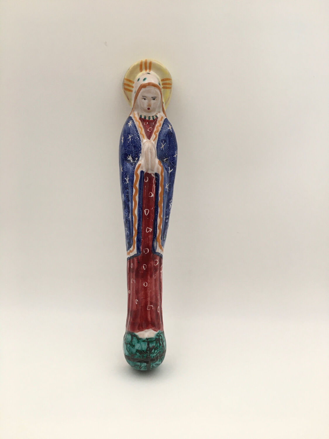 Virgin in polychrome enameled earthenware, 20th century