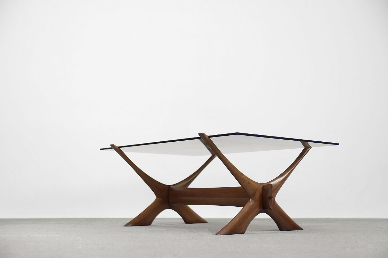 Mid-century scandinavian walnut condor coffee table by fredrik schriever-abeln for örebro glass, 196