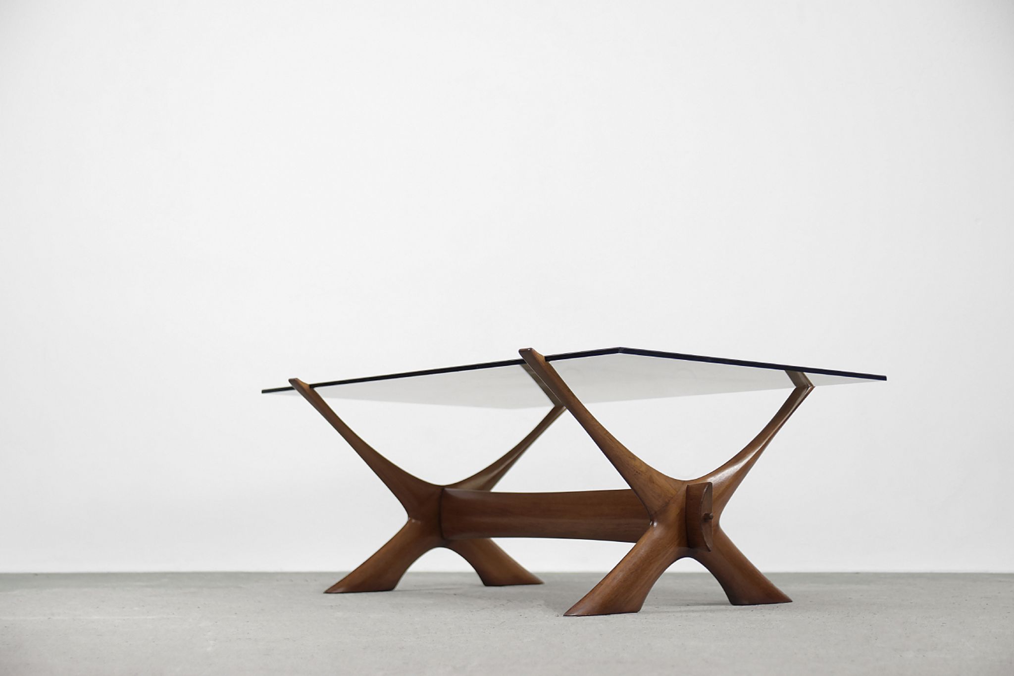 Mid-century scandinavian walnut condor coffee table by fredrik schriever-abeln for örebro glass, 196