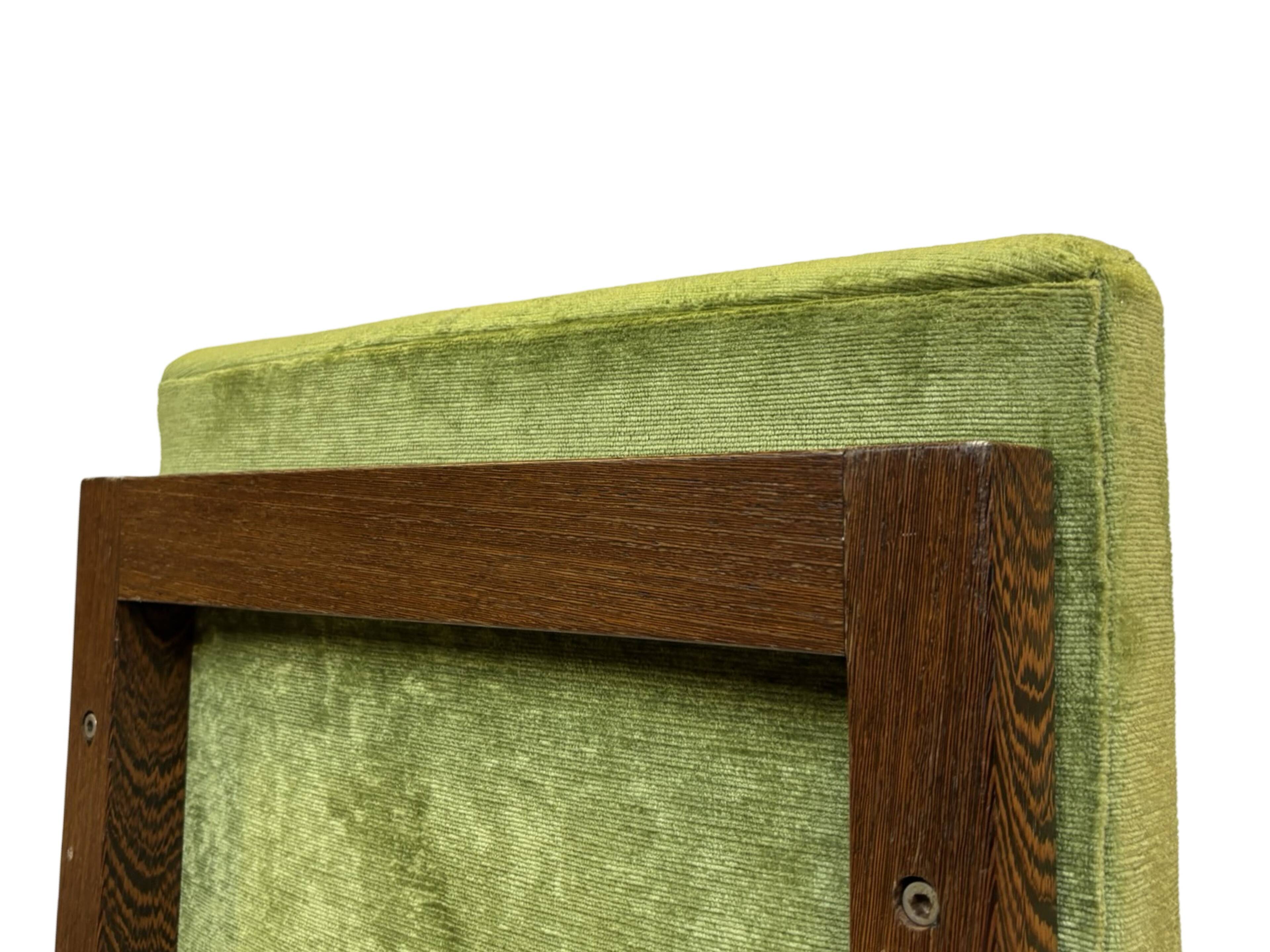 Vintage armchair solid wenge design 60s leather armrests design