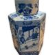 White and blue porcelain tea pot circa 1950