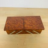 Walnut magnifying glass jewel box and mirrors