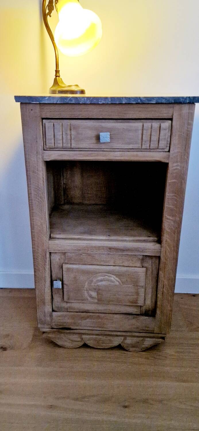 Art deco style oak bedside table from the 1920s