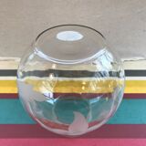 Vase boule verre dessin fleurs ciselées art déco vintage