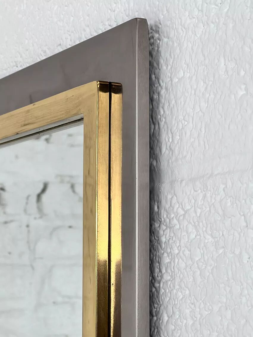Vintage mirror in varnished metal and brass by BelgoChrome