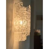 Pair of Contemporary Hammered Strips ”Listelli” Murano Glass Chromed Wall Sconces by Simoeng
