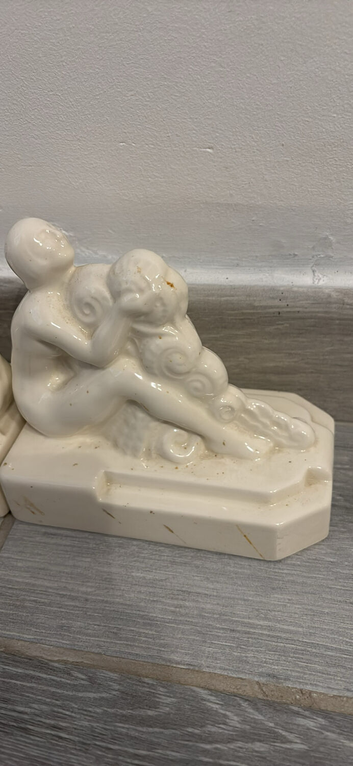 Paire de serre livres en faïence de Quimper