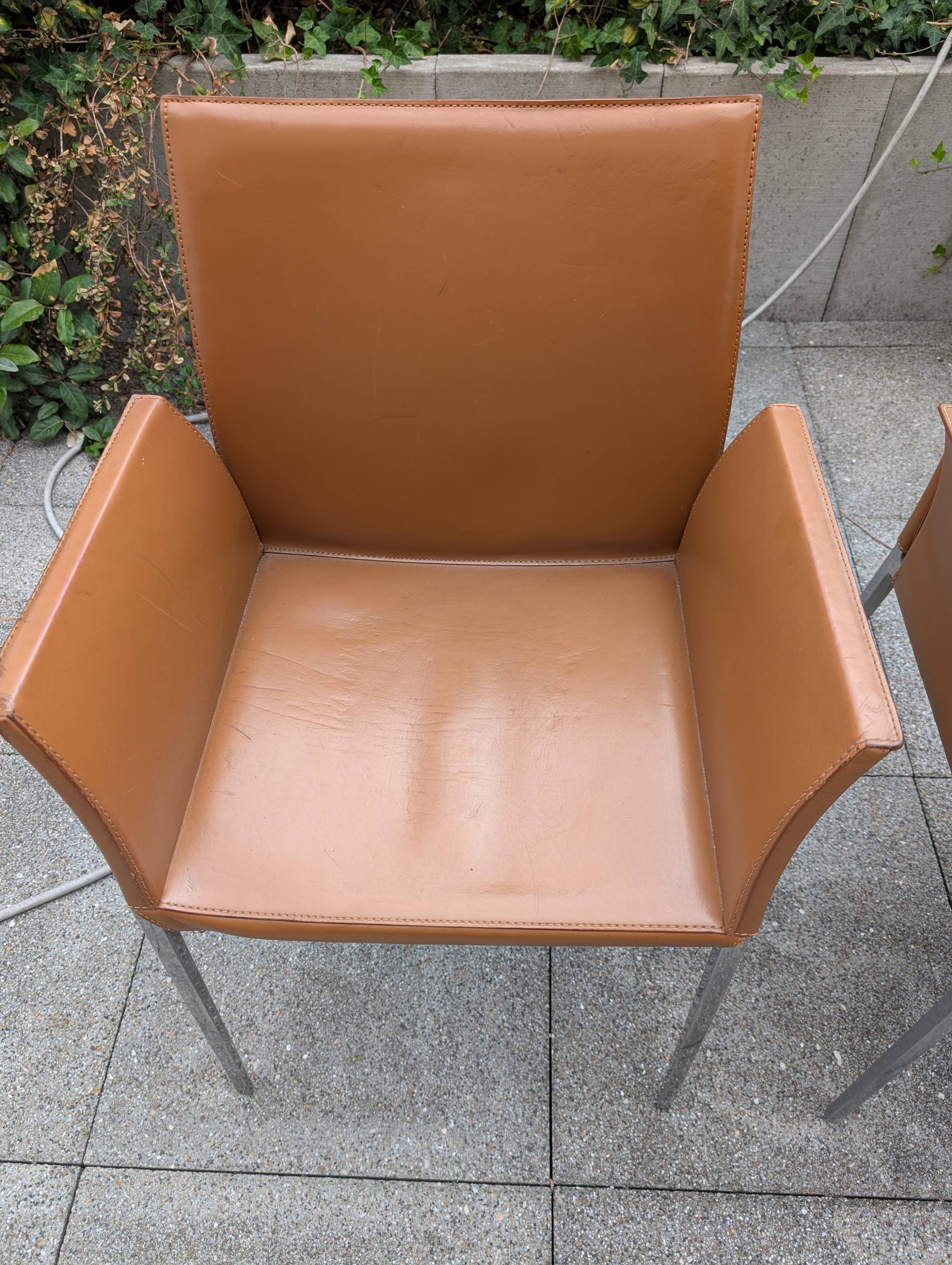 Paire de fauteuils Lia par Roberto Barbieri pour Zanotta — Cuir cognac