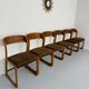 Set of 6 Baumann sleigh chairs in wood and brown fabric, original 1960s