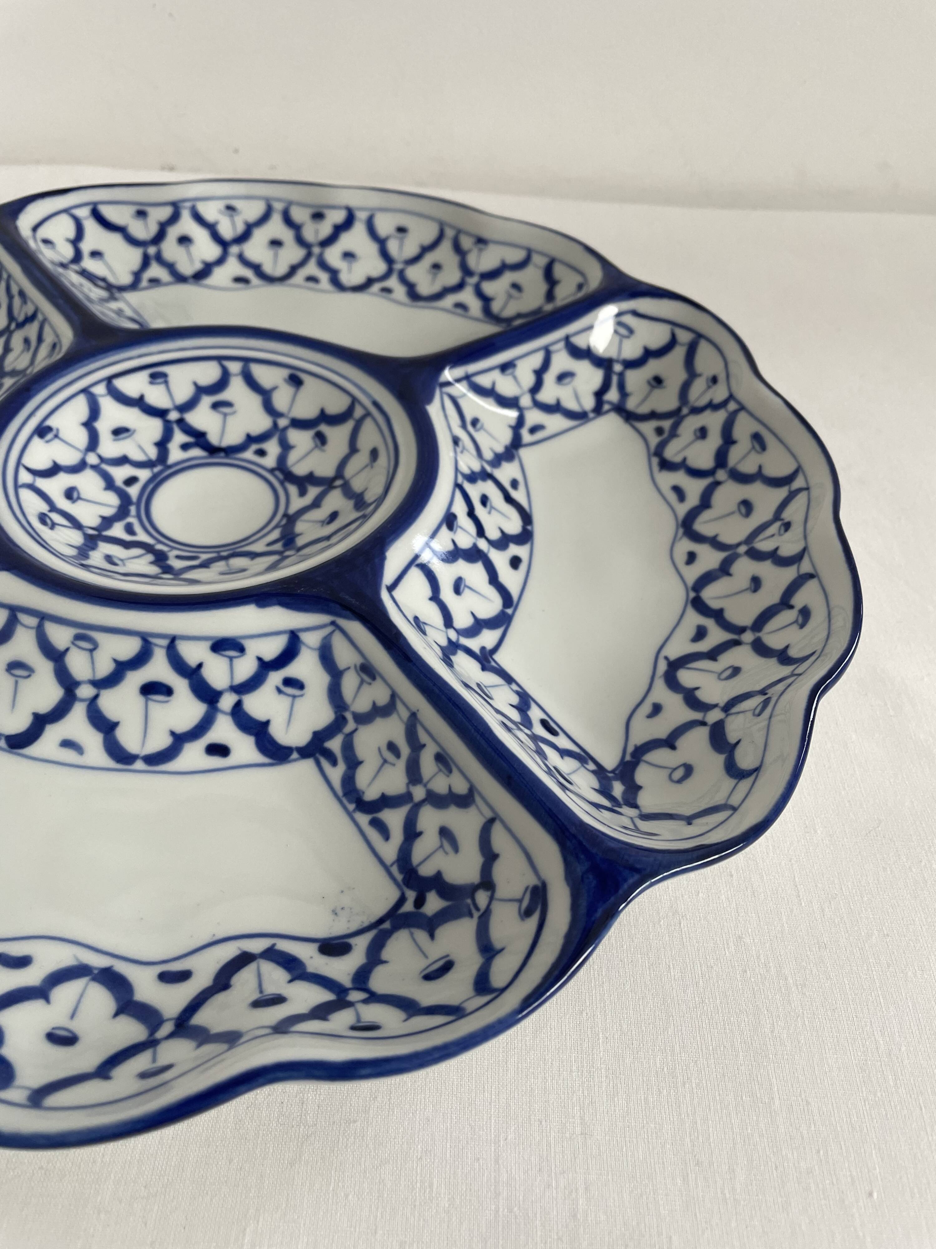 Grand Plat Vintage Multi-compartiments – Céramique Blanche – Italie – 48,5 Cm