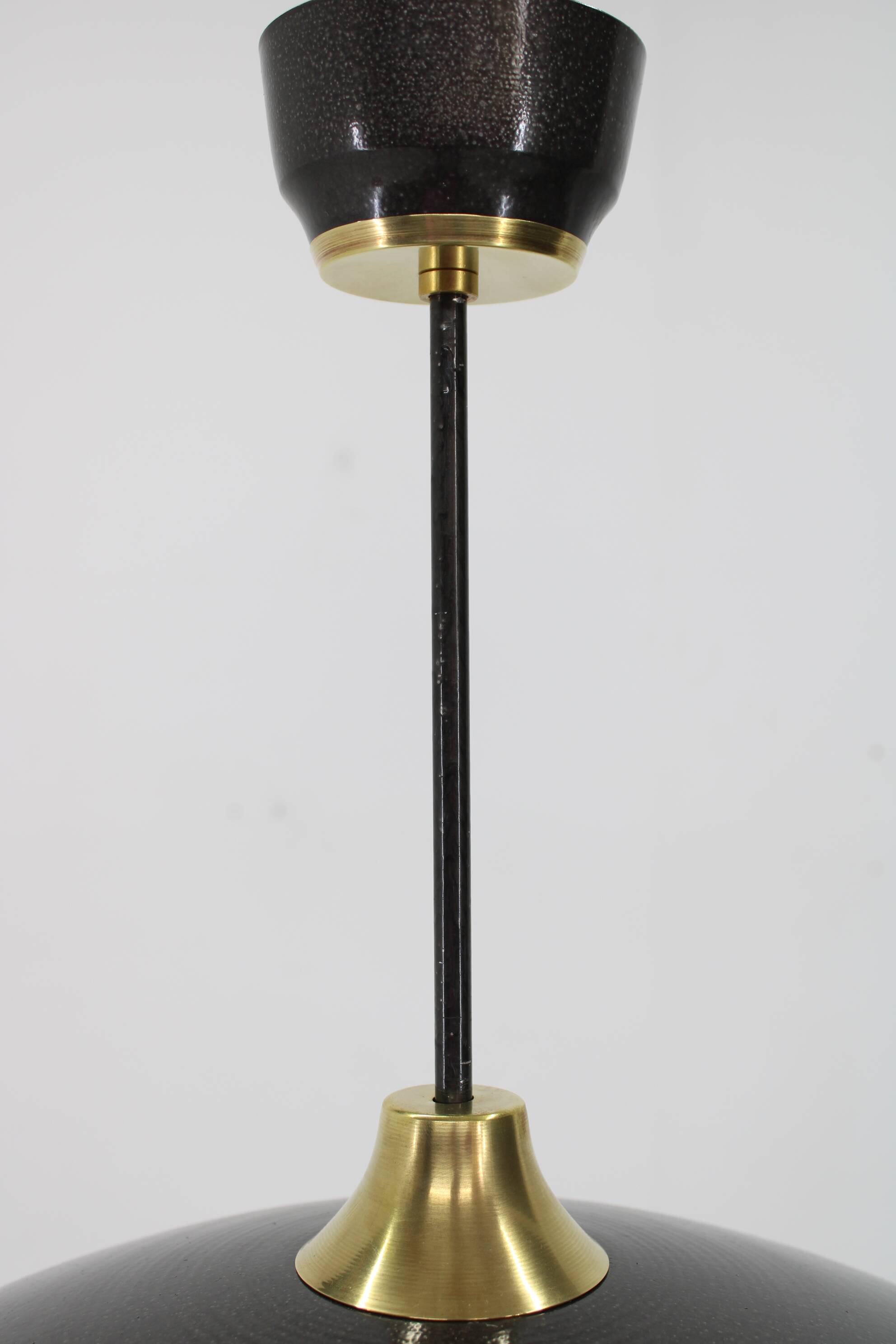 1970s black space age metal pendant by ludib bratislava, czechoslovakia