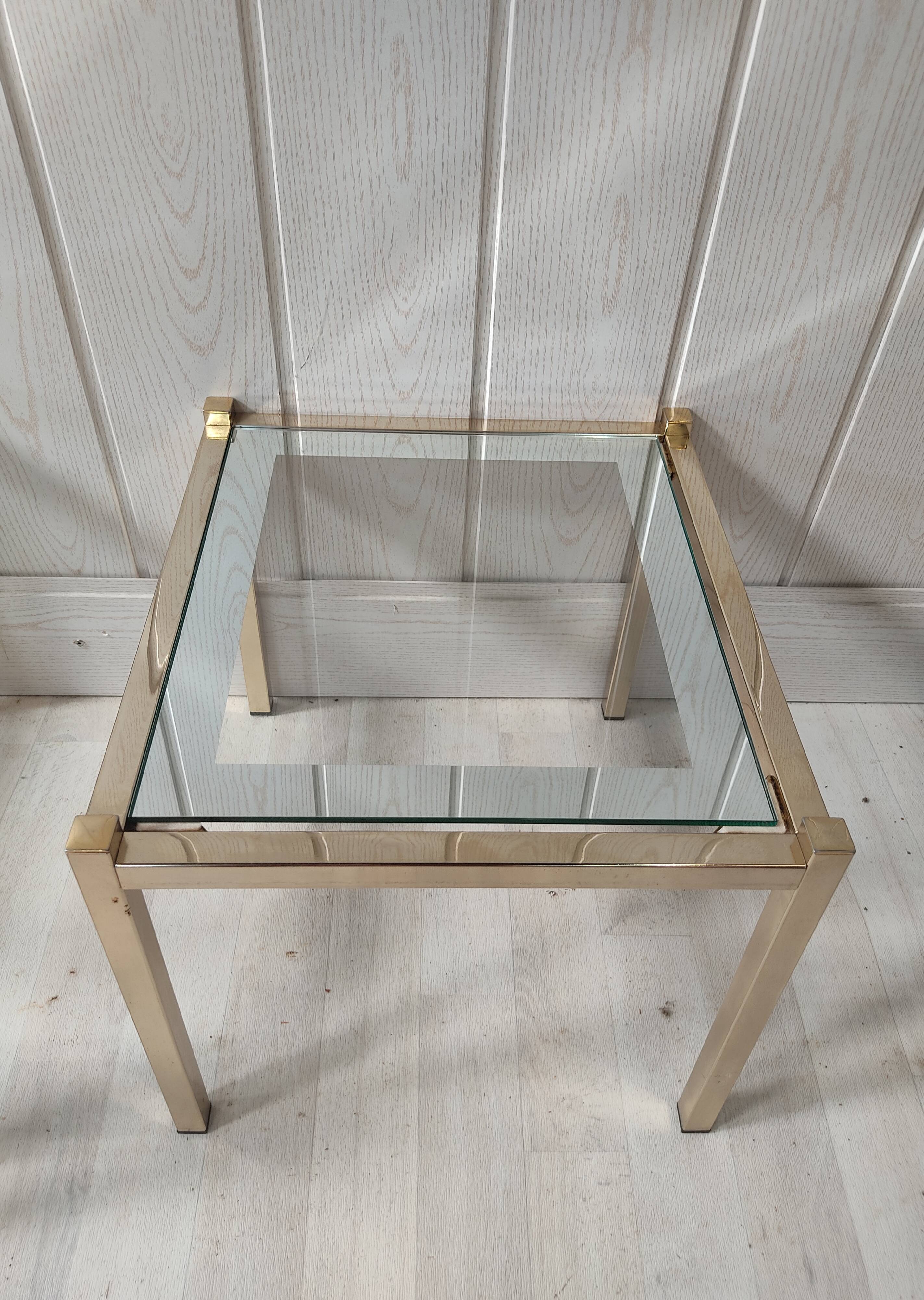 Vintage gilded metal side tables, glass and mirror