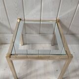 Vintage gilded metal side tables, glass and mirror