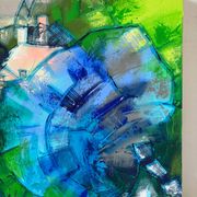 Abstract flowers, modern canvas signed by Myriam Guenaizia.