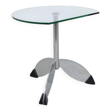 Postmodern side table in metal & glass, 1980s