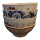 4 antique earthenware bowls with different patterns