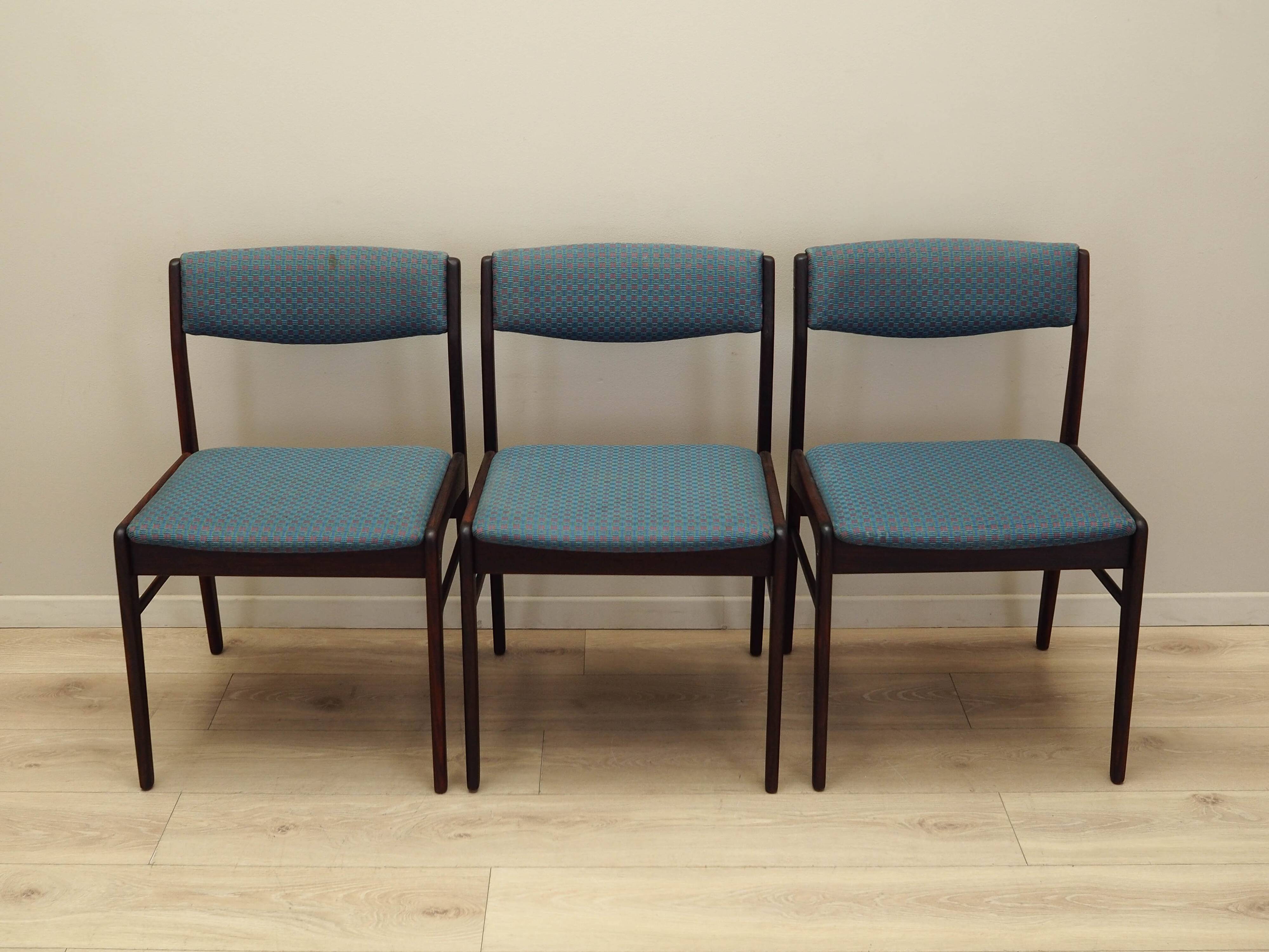 Set of three rosewood chairs, Danish design, 1970s, production: Denmark