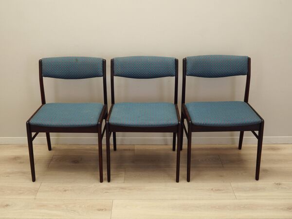 Ensemble de trois chaises en palissandre, design danois, années 1970, fabrication : Danemark