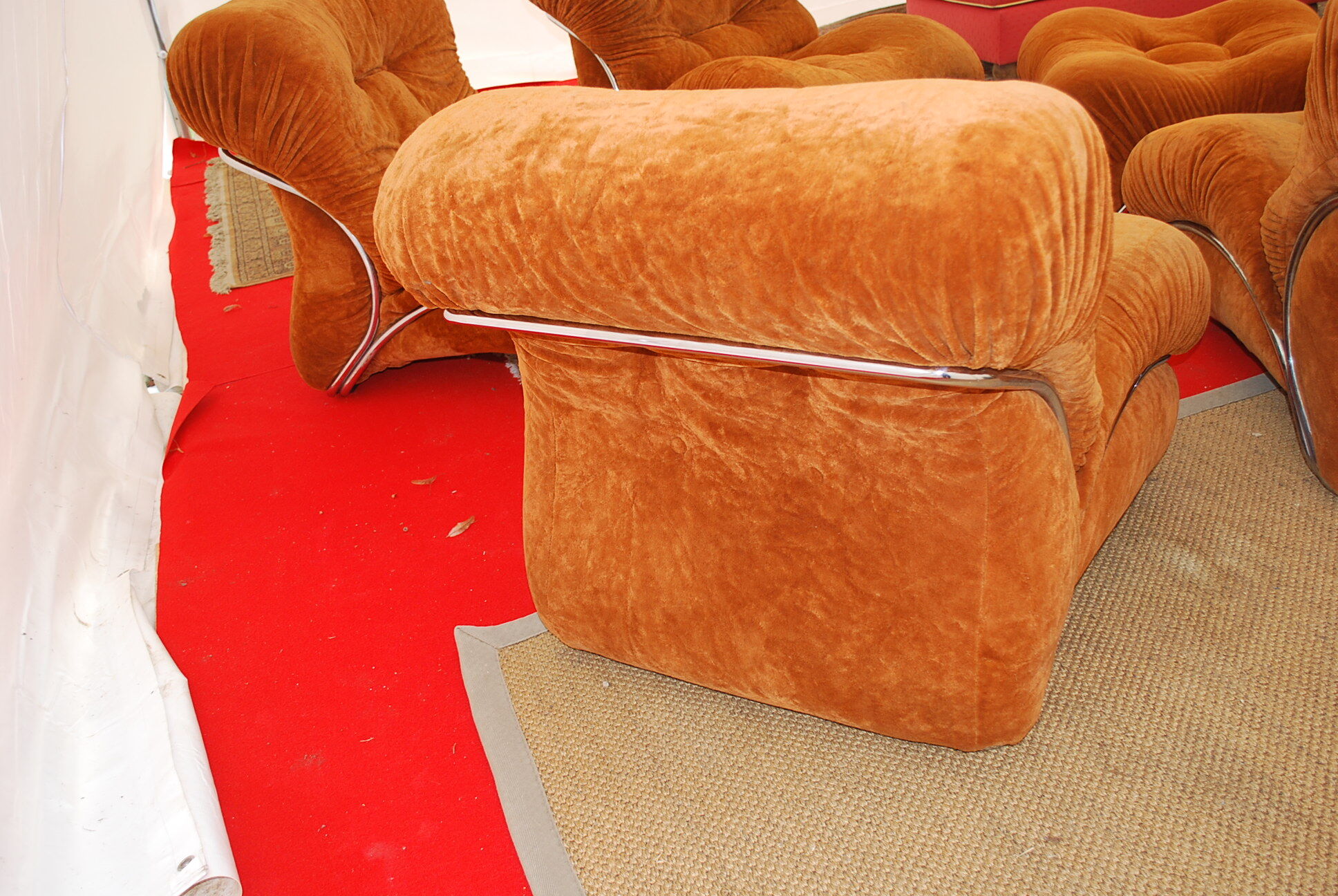 4 vintage armchairs and vintage pouf