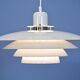 Danish hanging lamp in white with brass accent, 1980s