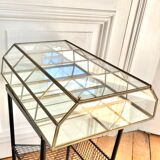 Wall showcase XXL brass glass and mirror 1960