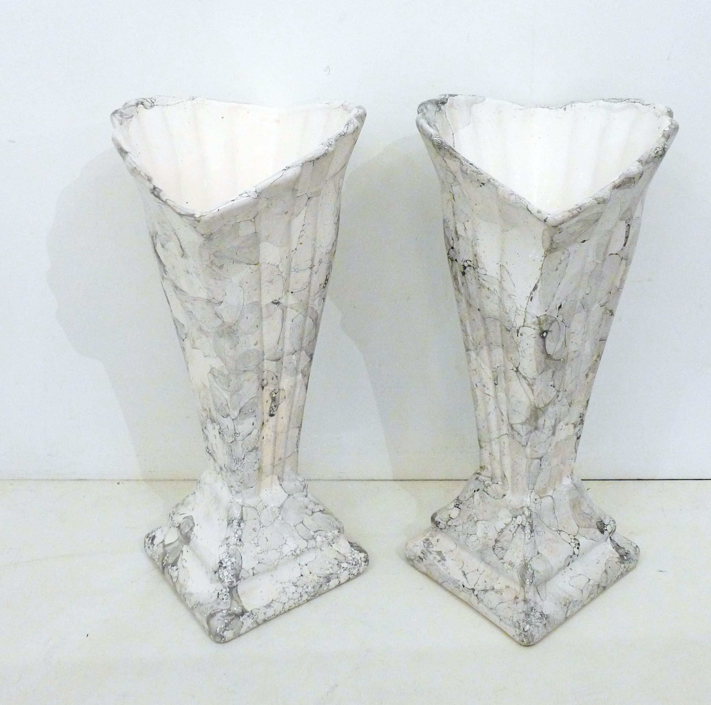 Pair of marble fan vases