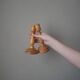 Pair of turned wooden candlesticks, handcrafted, Scandinavian country decoration