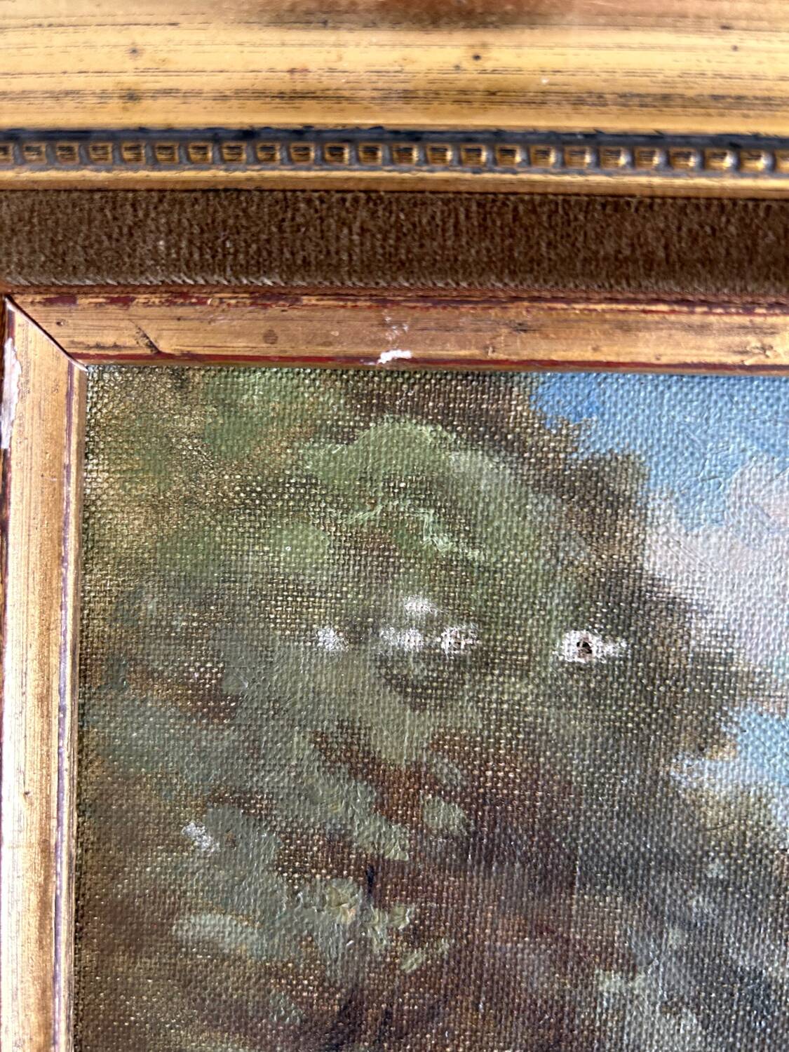 Huile sur Toile « Le pont de Blamont sur l'Ourcq » de Laby . XX.