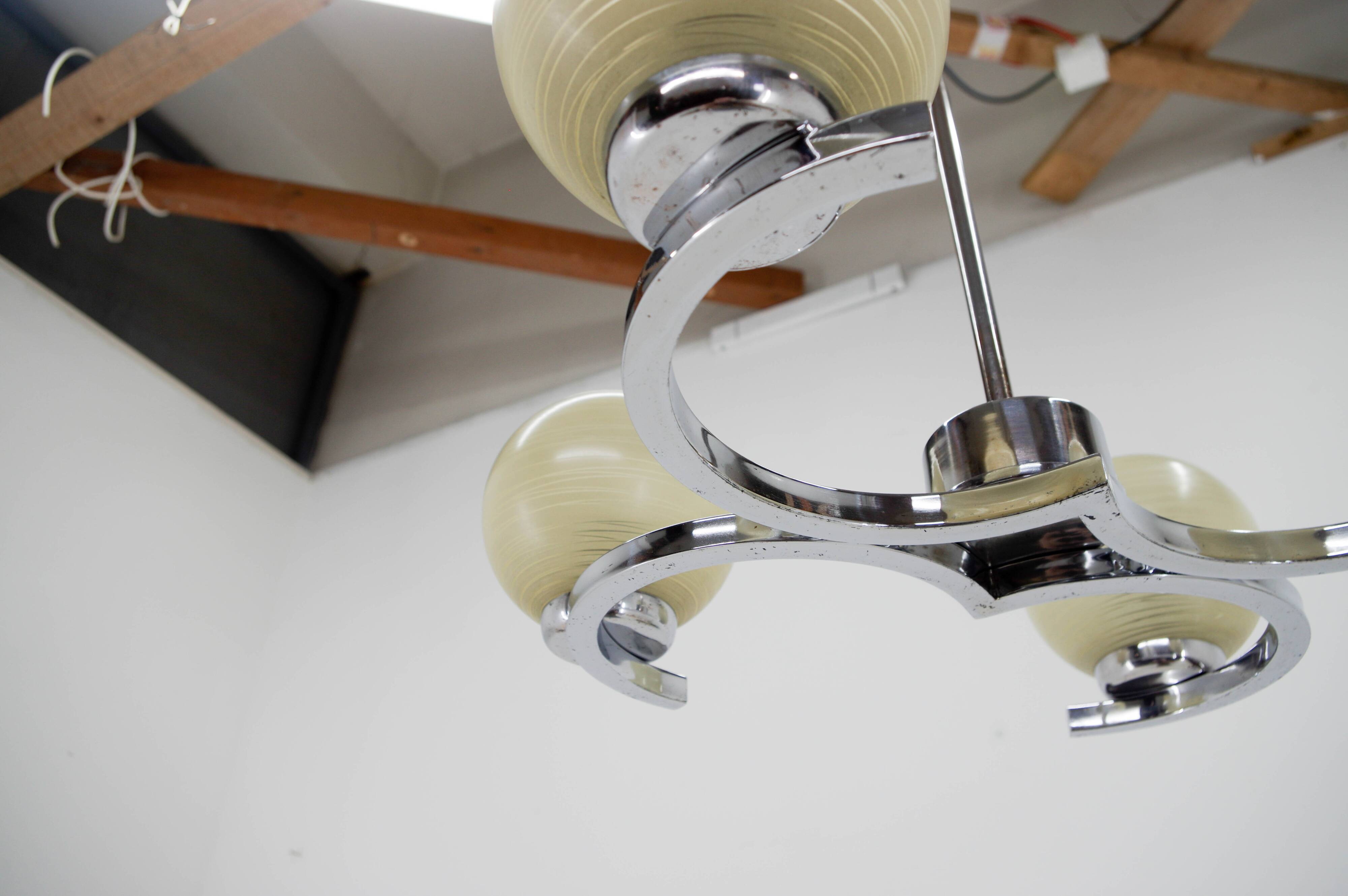 Mid-Century Chandelier by Napako, 1950s, Restored