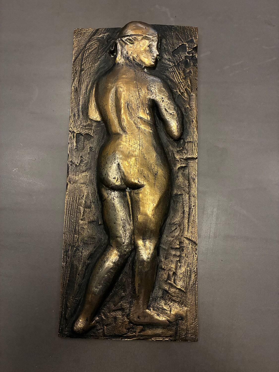 Bronze bas-relief wall panel, signed 20th century