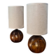 Paire de lampes boules en bois de style scandinave