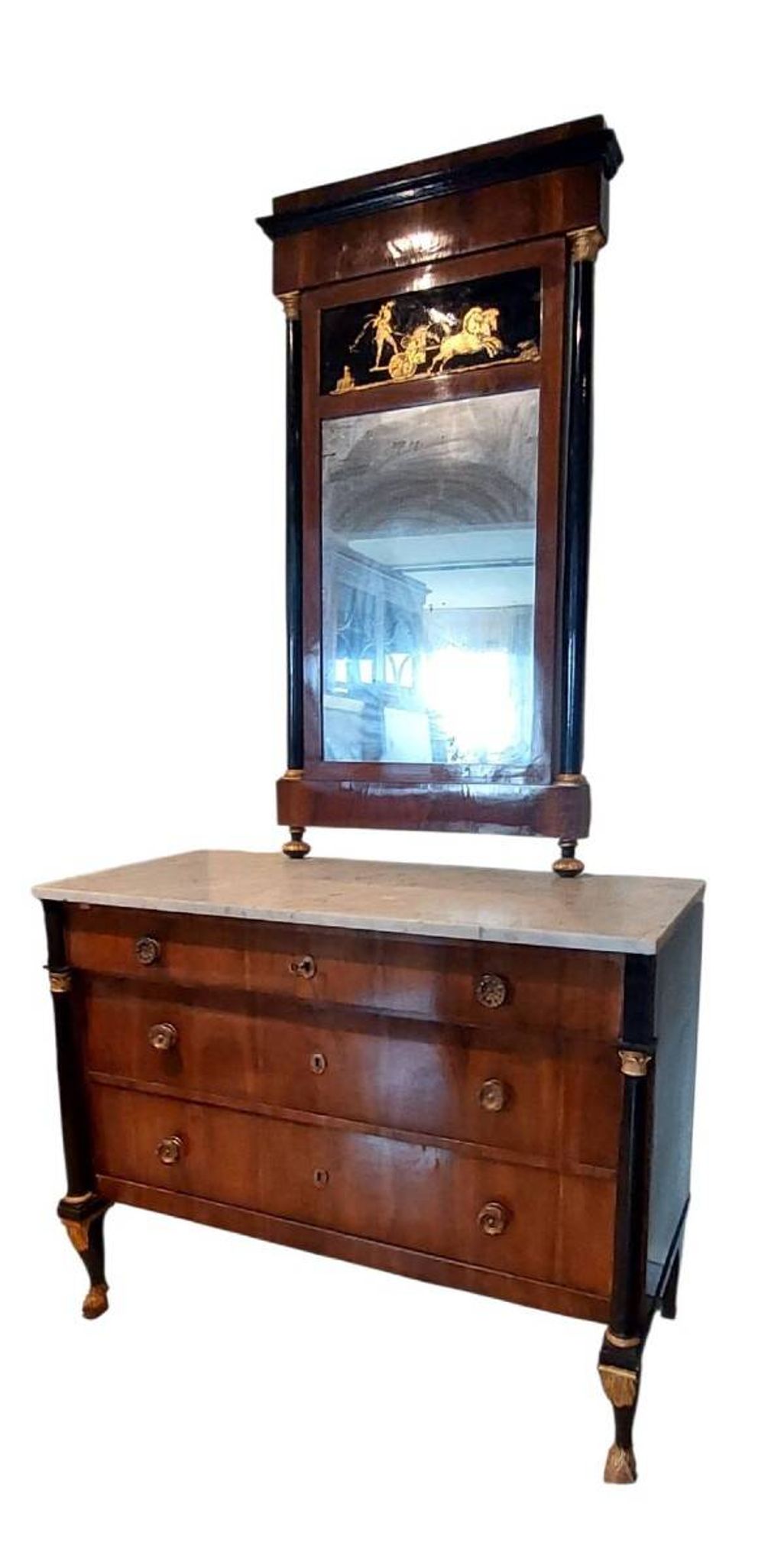 Empire chest of drawers with mirror - Italy, early 19th century (Lucca)
