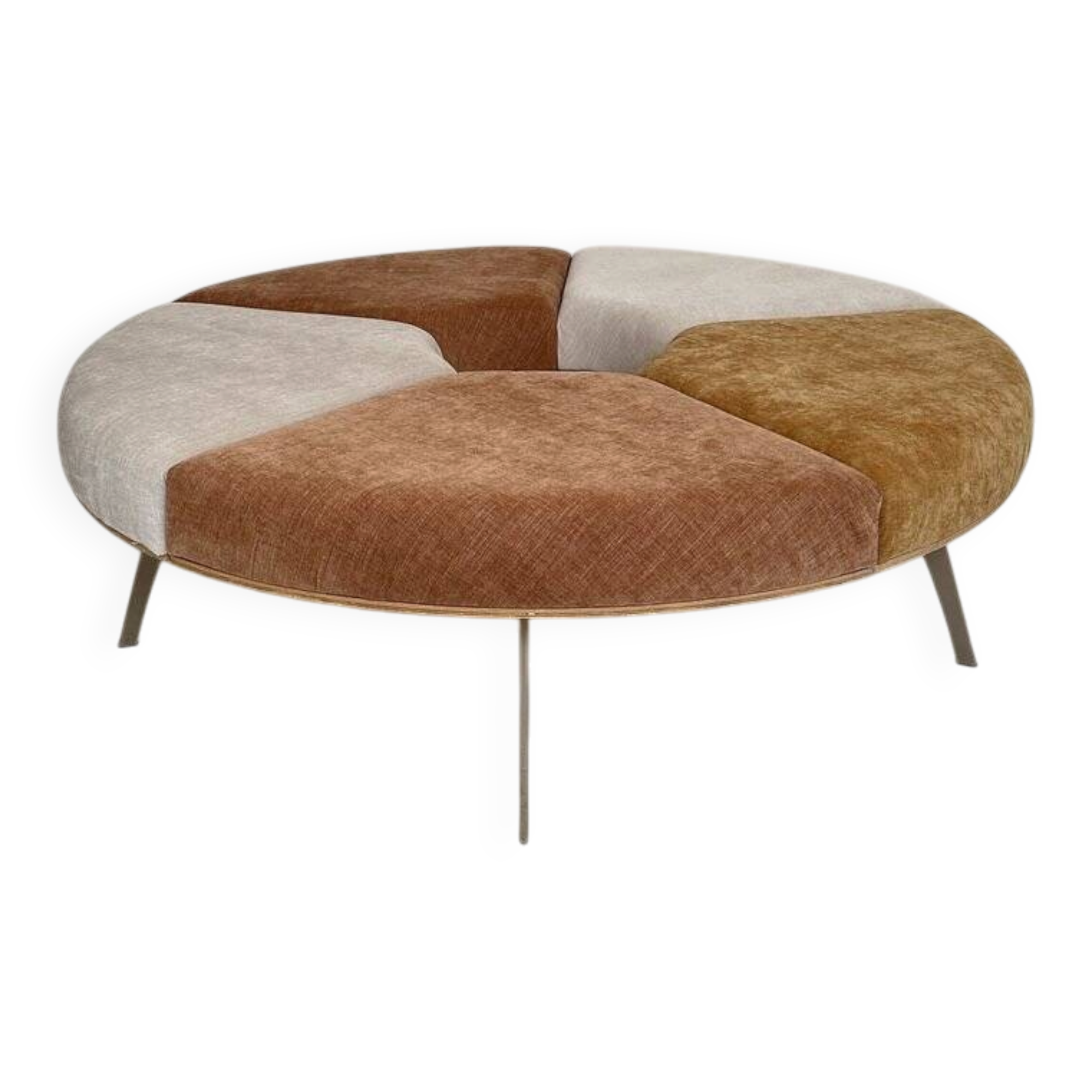 Postmodern Rondell Round Sofa in Velvet Fabric, 1980s