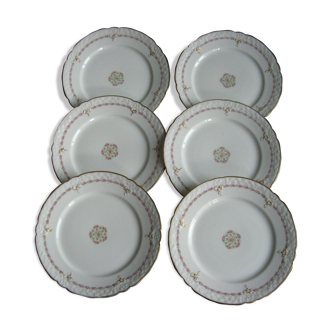 Série de 6 plats à dessert en porcelaine de Limoges