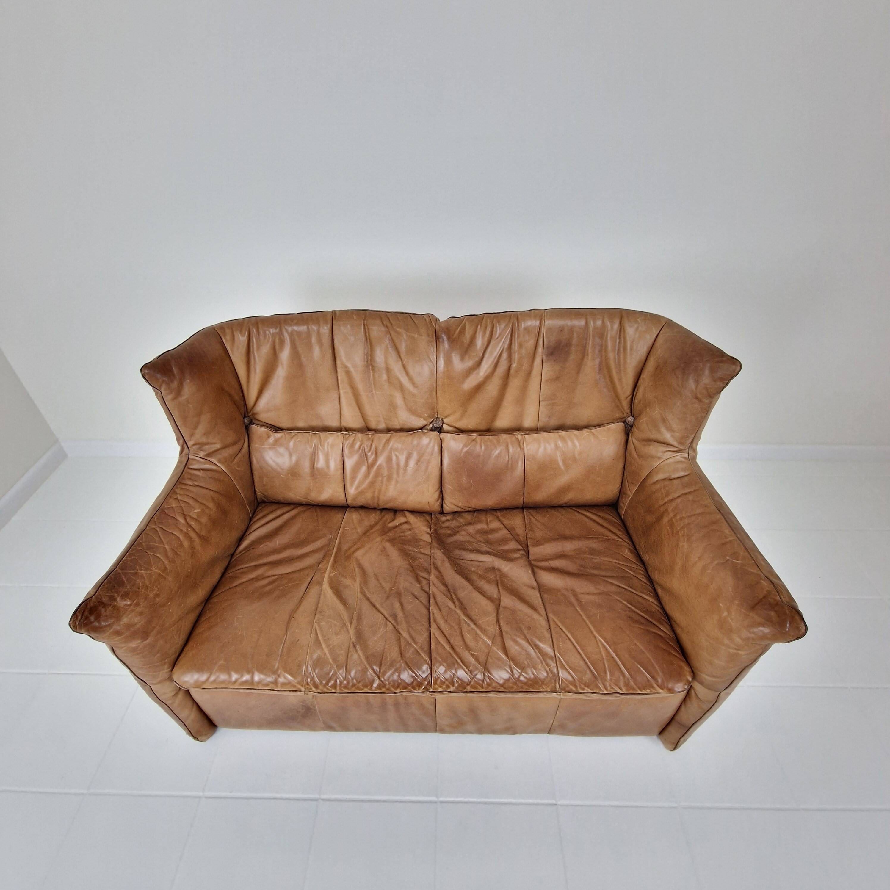 High Back Sofa in Cognac Leather by Gerard Van Den Berg for Montis, 1980s
