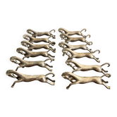 Set of 12 vintage horse galloping knife rests – Silver-plated metal