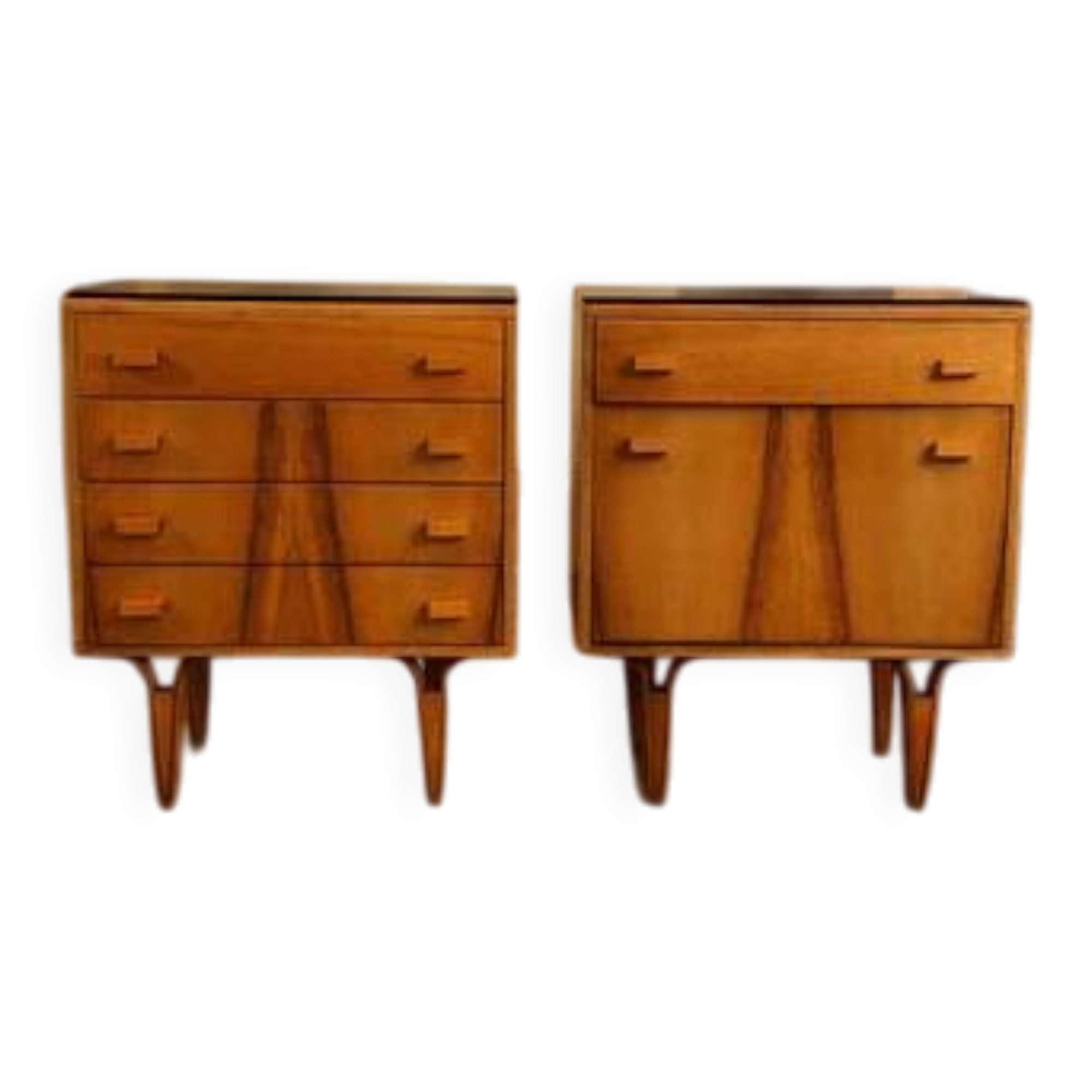 Mid-century bedside tables with ash veneer and black glass by František Mezulánik, Nový Domov, Czechoslovakia, 1970s.