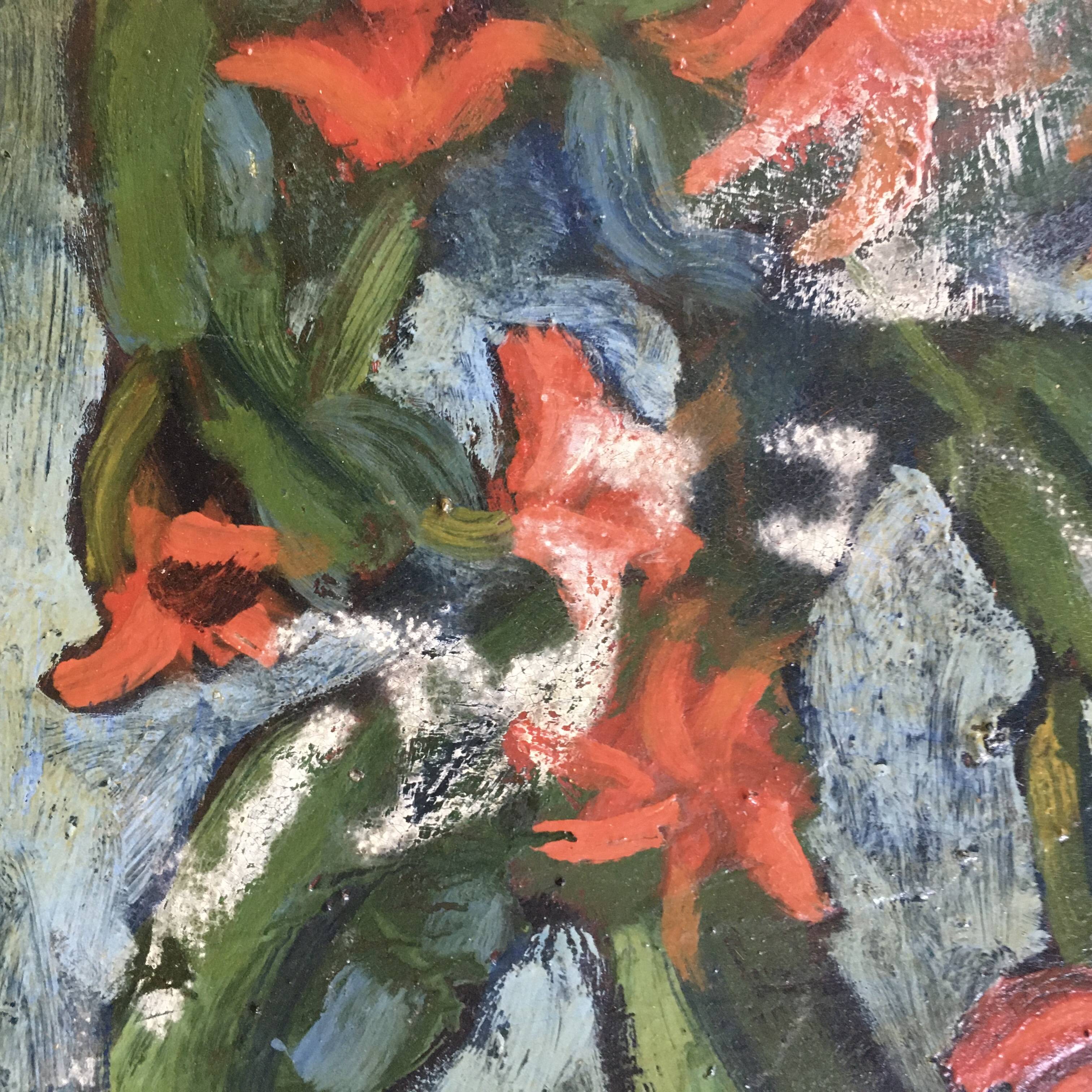 Modernist red flower painting