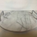 Marble dish with chrome metal handles