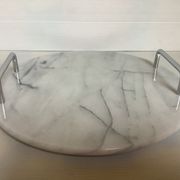 Marble dish with chrome metal handles