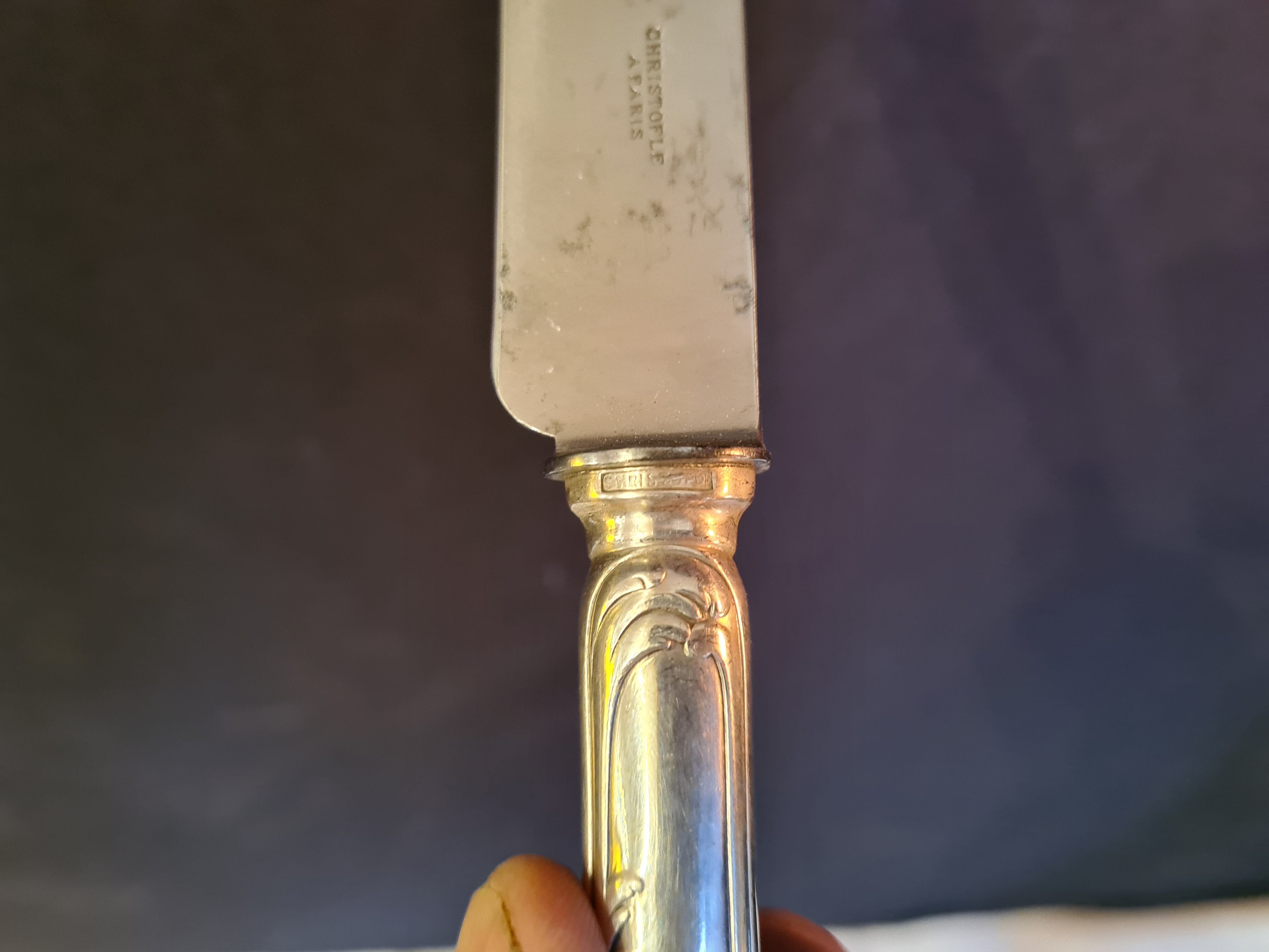 Box of 10 silver metal knives Cristofle