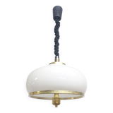 Adjustable White Opaline Glass and Golden Brass Adjustable Lamp, Italy, 197