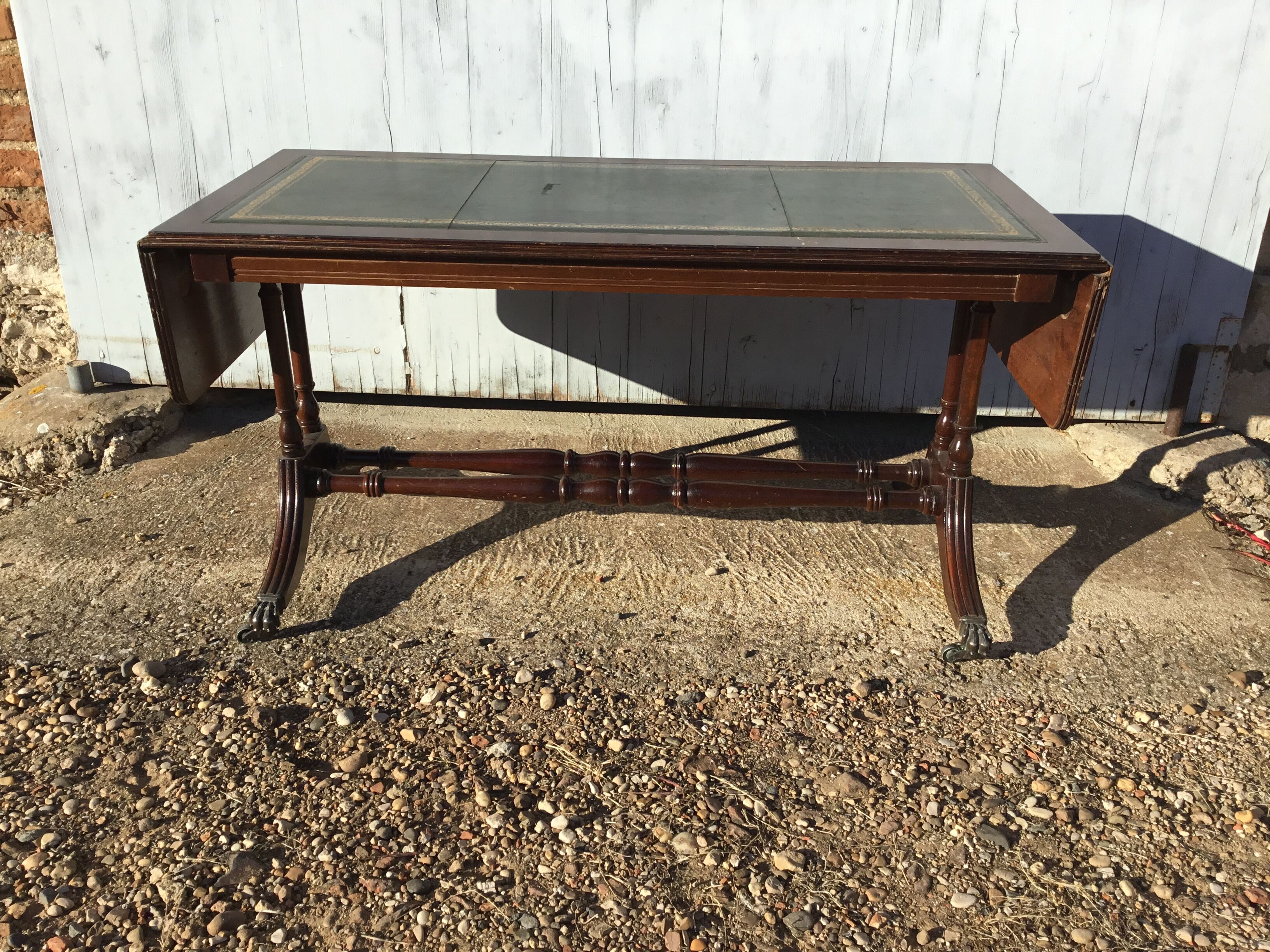 Coffee table on leather