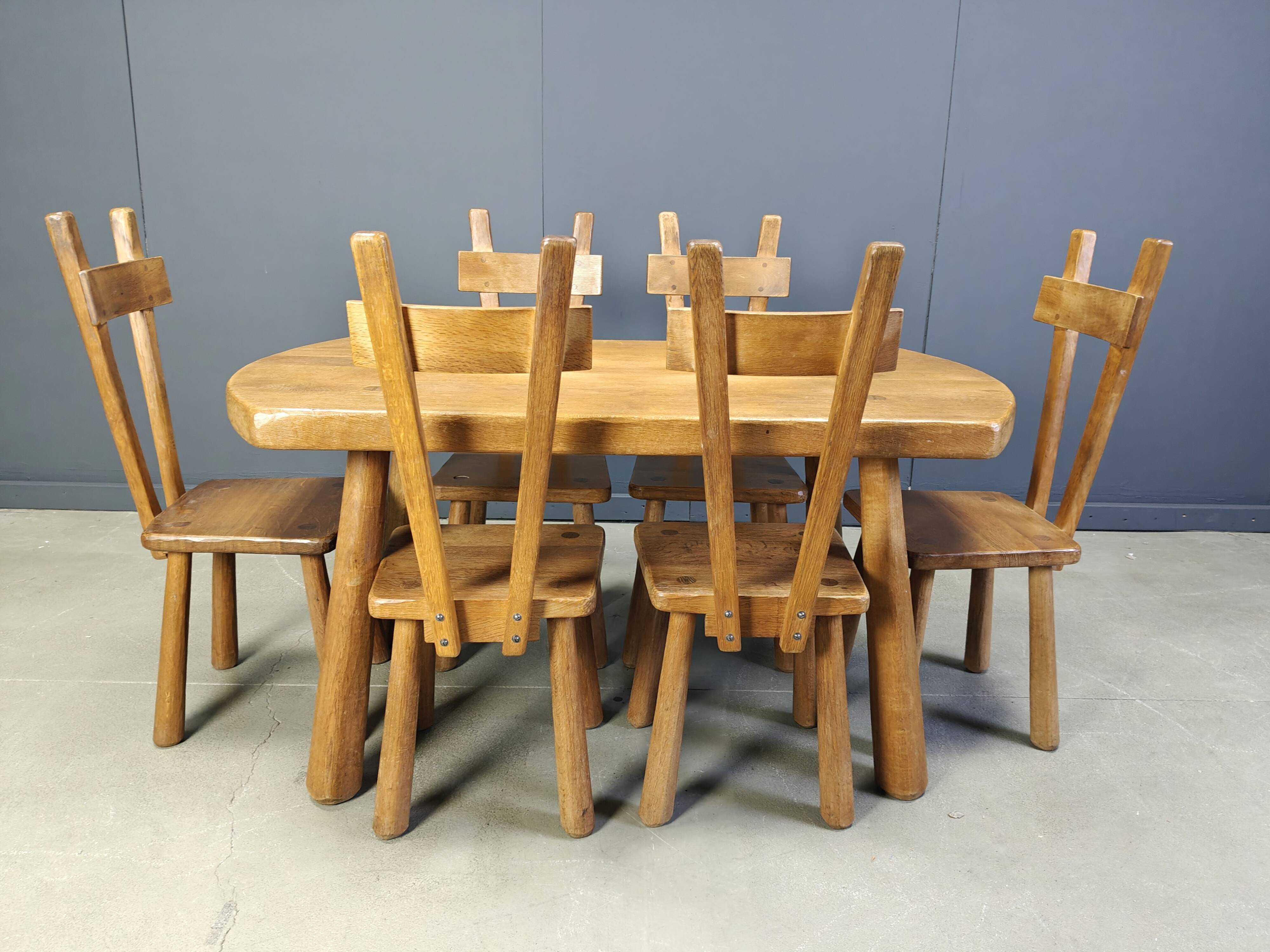 Ensemble de salle à manger brutaliste, années 1960