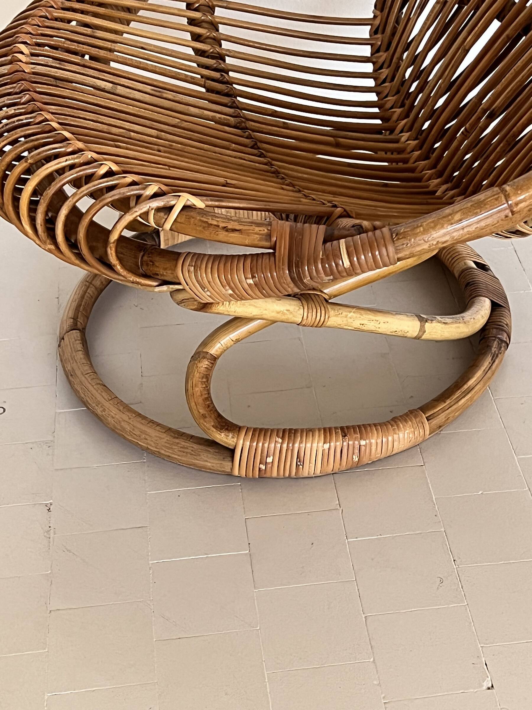 Giovanni Travasa for Bonacina Bamboo Lounge Chair, 1950s