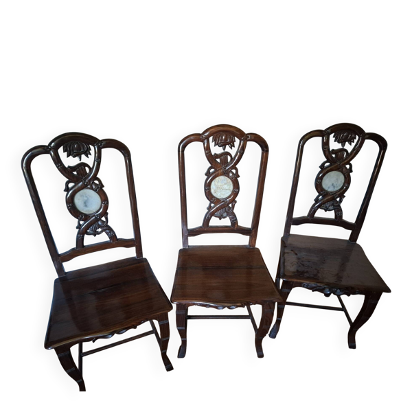 Chaises sculptées bois massif