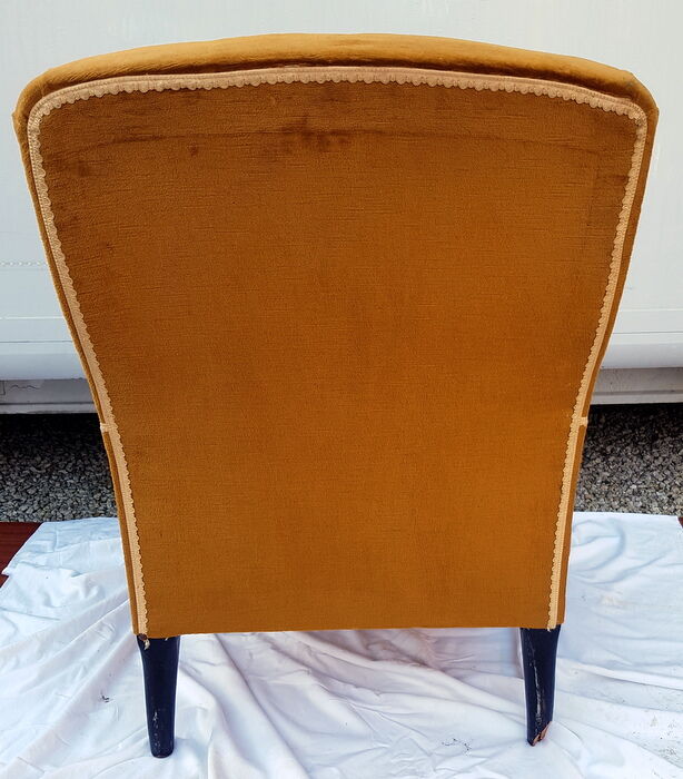 Golden velvet Napoleon III armchair